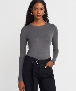 Bisiklet Yaka Kol Ortası Droplu Kazak-K.Füme Mel